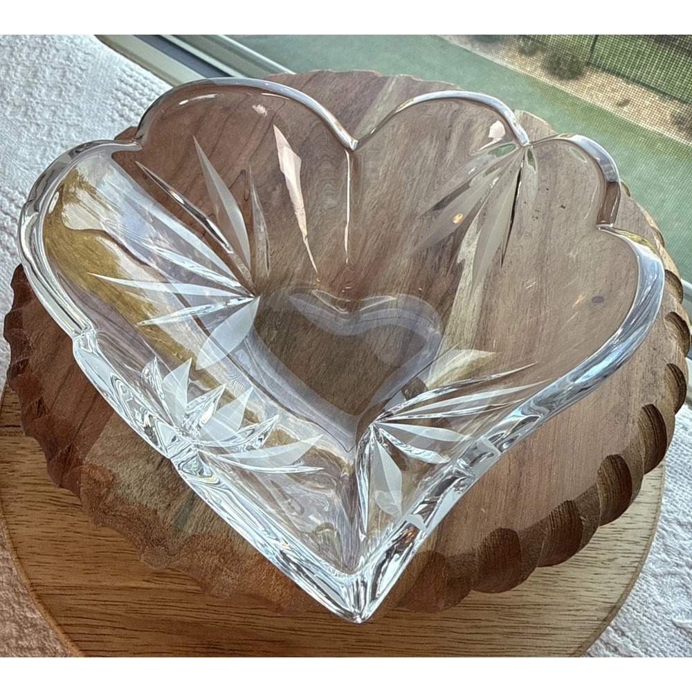 Mikasa Heart Shape Crystal Bowl Candy Jewelry Trinkets VTG